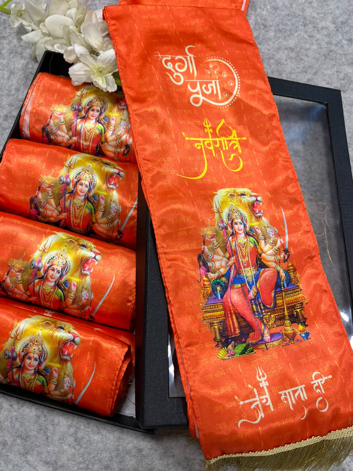 Maa Durga Gift Box Stole Set Of  5