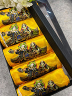 Hare Krishna Radhe Radhe Gift Box Stole Set Of  5