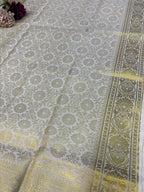 Off White Banarasi Silk Angvastram / Khes – Sacred Stole for Welcoming Guests, Temple Visits & Felicitations