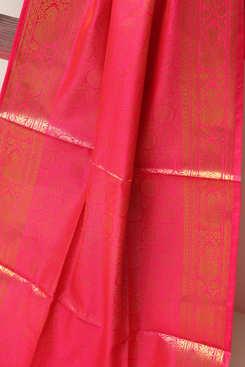 Pink Banarasi Silk Angvastram / Khes – Sacred Stole for Welcoming Guests, Temple Visits & Felicitations