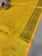 Yellow Banarasi Silk Angvastram / Khes – Sacred Stole for Welcoming Guests, Temple Visits & Felicitations
